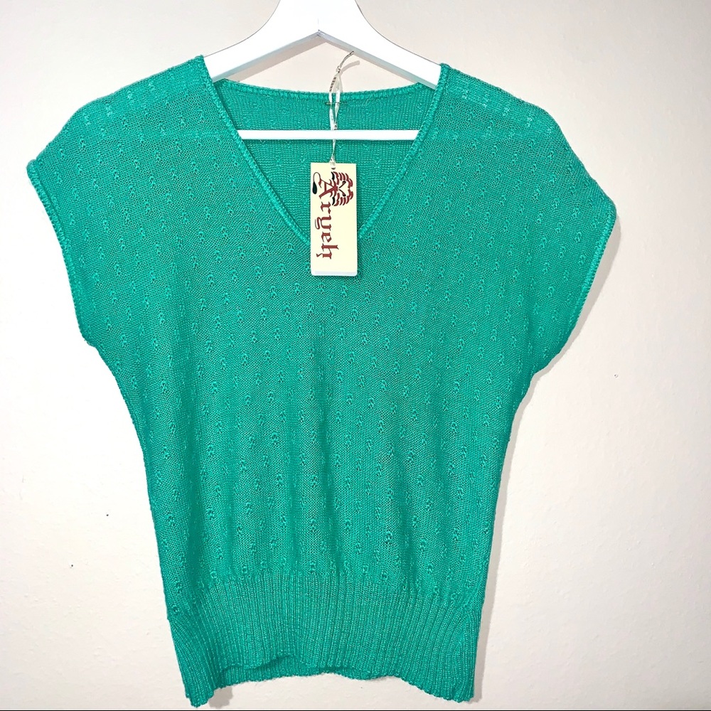 Aryeh green knit top with great stretch